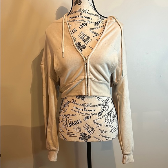 Women's Cream Zip-Up Hoodie - Picture 1 of 8